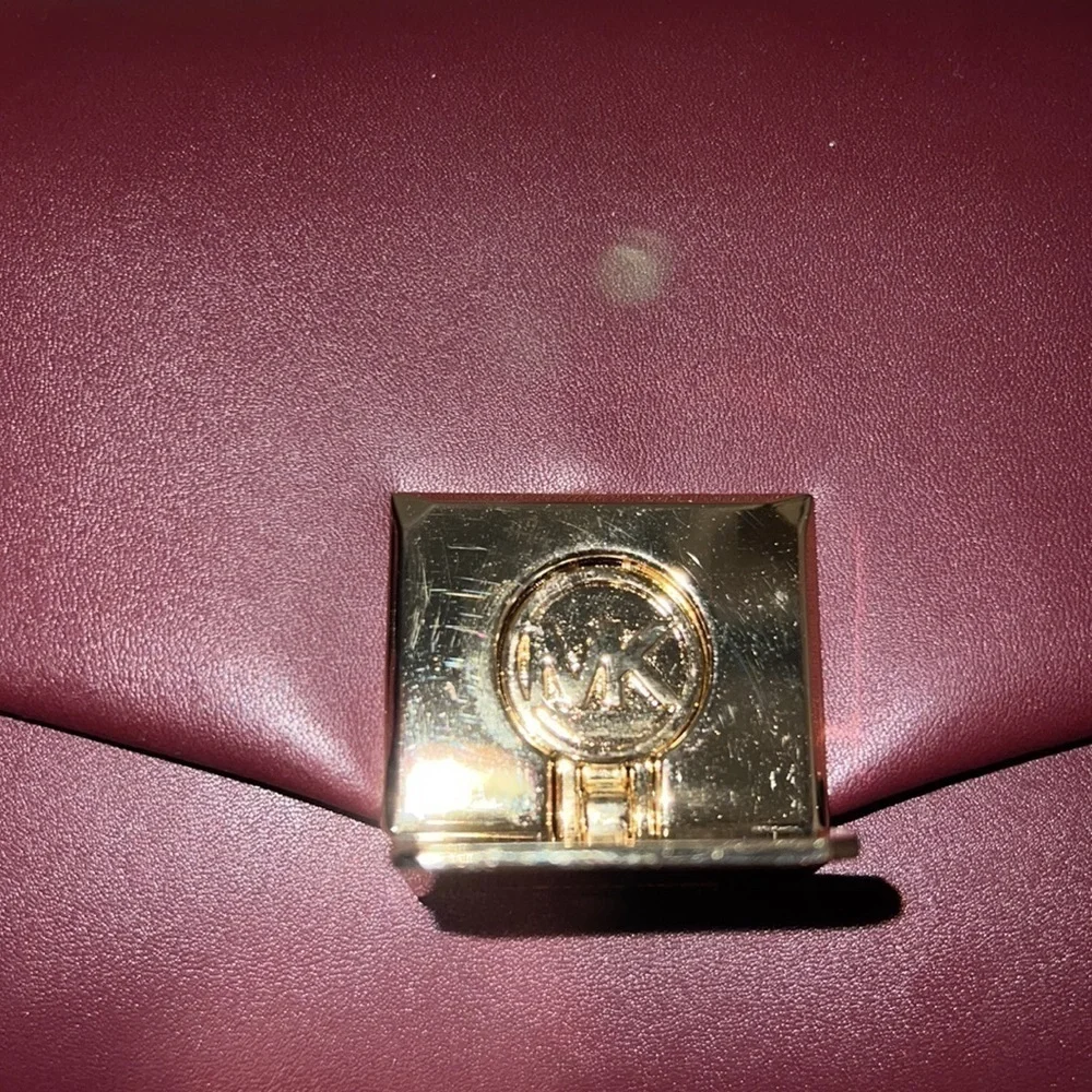 Burgundy Michael Kors‎ CrossBody bag, purse gold hardware